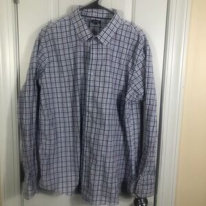 Apt. 9 Mens‎ 100% Cotton Button Up Shirt XL Purple Plaid Long Sleeve Preppy